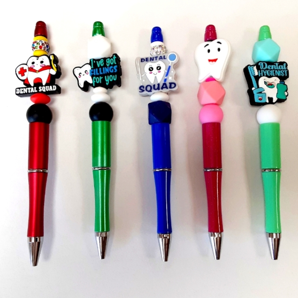 Bundle Of 5 Dental Beadable Ink Pens